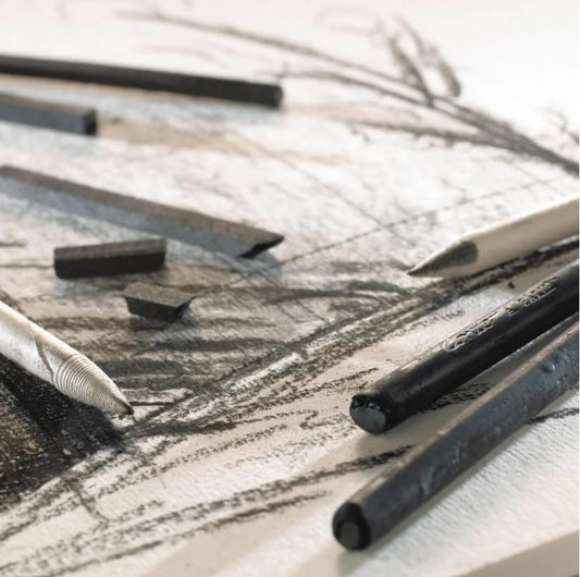 Conté à Paris Natural Charcoals, Set of 3, Round 11mm | Produces Bold Expressive Marks, Excellent For Large Scale Studies, Easy Smudging And Tonal Blending - style: 3 Count Natural Charcoal Round 11mm