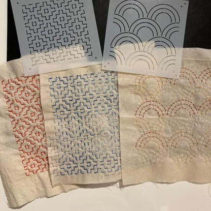 Sashiko Stencil Embroidery Stencils for Crafts Reusable 4.7" | Washable Fabric Stencils Sashiko Pattern Quilting Stencil for Sewing Hand Quilting Drawing Line - style: Sashiko