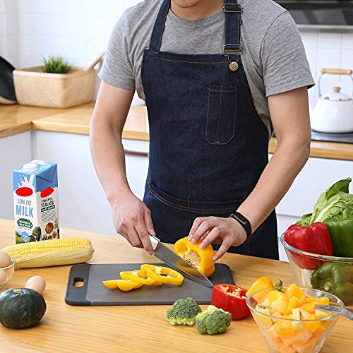 Tosewever Canvas Cross Back Chef Cotton Aprons for Men Women with Large Pockets - color: Dark Blue