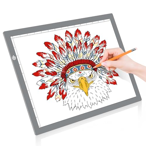 A3 Copy Light Board Tracing Box, Ultra-Thin Adjustable Drawing Tablet USB Power Artcraft LED Tracer Light Pad for Diamond Art Painting Accessories, Sketching, Animation, Quilting, Stenciling (Silver) - color: SILVER, size: 11.7" x 16.5"