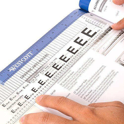 Westcott GA-96 Computer Point & Pica Ruler, Transparent Graphic Arts Ruler, 12 Inch
