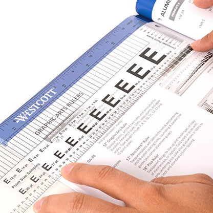 Westcott GA-96 Computer Point & Pica Ruler, Transparent Graphic Arts Ruler, 12 Inch