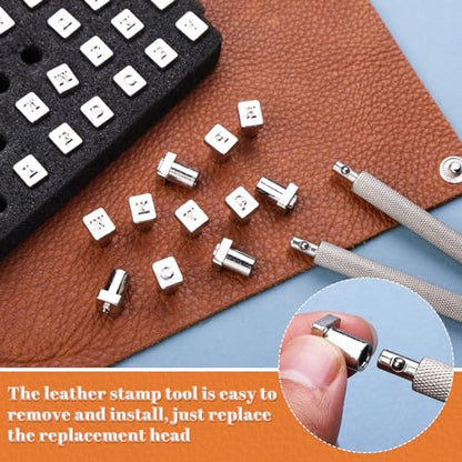Wonvoc Leather Stamping Tools, 75 Pcs Leather Carving Tools - color: letters+numbers*2 sets