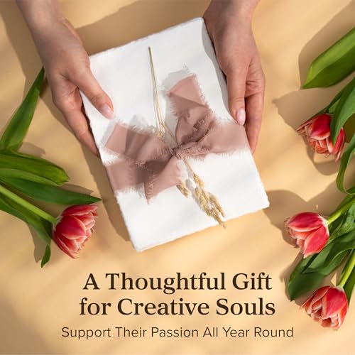 Wanderings Thick Handmade Watercolor Paper with Deckled Edge - A6, 4" x 6" - 500GSM Premium White Cold-Pressed Textured Mixed Media Paper Made with Recycled Cotton - 15 Loose Leaf Sheets - color: White, size: 4x6 inches