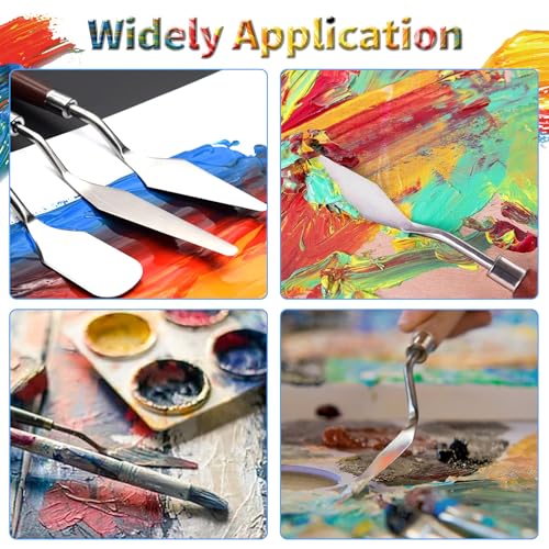 7 Pcs Palette Knife, Pointy & Flat Spatula, Redwood Handle | Stainless Steel Painting Knife Set, Oil Paint Metal Knives, Pallet Painting Knives for Oil, Acrylic and Canvas Drawing