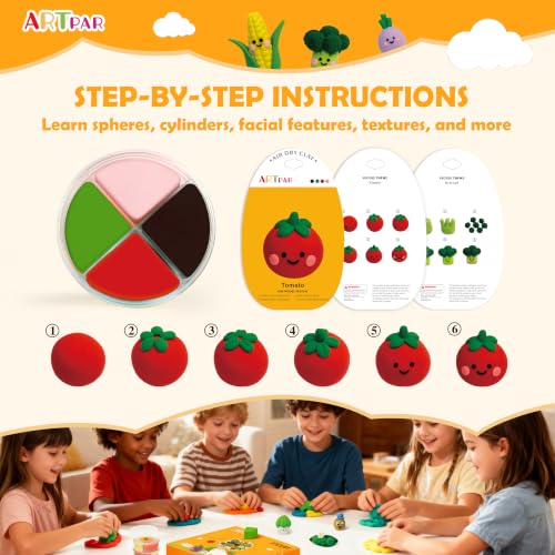 ARTPAR Air Dry Clay Kit for Kids - 12 Vegetable Modeling Magic Clay Set - color: Yellow Vegetable Kit