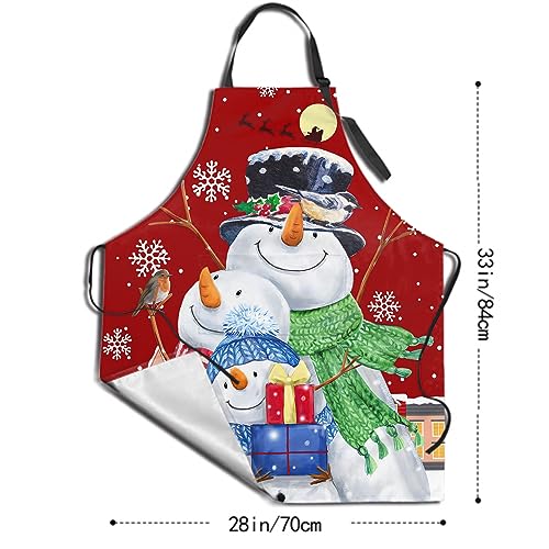 Imiss Waterproof Stain-Resistant Cooking Chef Aprons for Grill BBQ Baking 27 X 31 Inch - color: Snowman