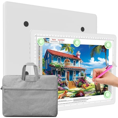 Elice Magnetic A4 Light Board with Bag for Diamond Painting, Tracing LED Light Box with Side Buttons, Super Bright Diamond Art Light Pad, Light Table for Drawing, Sketching, Weeding Vinyl - White - color: White, size: A4 with Carry Bag