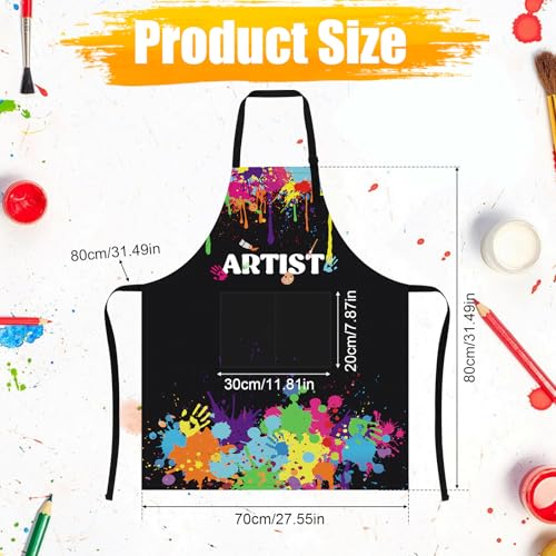 Painting Artist Apron with Pockets, Waterproof Painting Aprons for Adults, Adjustable Art Apron Bib Apron - color: Style 6