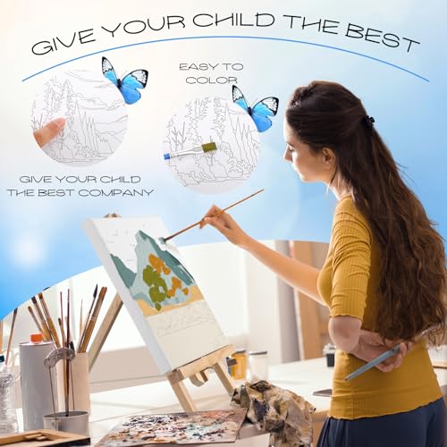 Affrolling 12 Pcs Pre Drawn Canvas for Painting for Adults 8 x 8 Inch Canvas Painting Kits Stretched with Drawing Ready to Paint Beginner Artists Date Night Party Supplies(Scenery) - style: Scenery