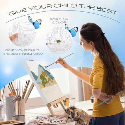 Affrolling 12 Pcs Pre Drawn Canvas for Painting for Adults 8 x 8 Inch Canvas Painting Kits Stretched with Drawing Ready to Paint Beginner Artists Date Night Party Supplies(Scenery) - style: Scenery
