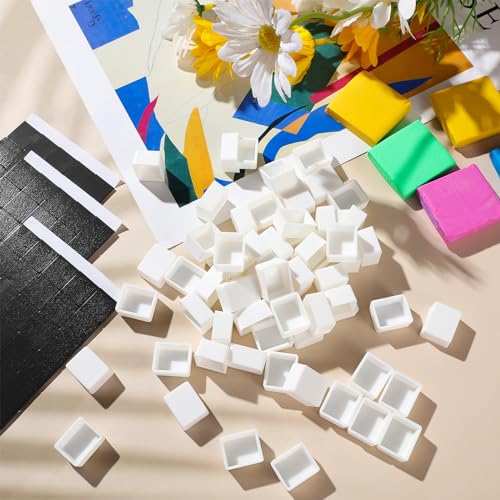 Queekay 150 Pcs Watercolor Half Pans Empty with 150 Pcs Magnetic Stripe White Plastic Paint Containers Artist Half Pans Watercolor Tin Fit for Oils or Acrylics Travel Art Drawing