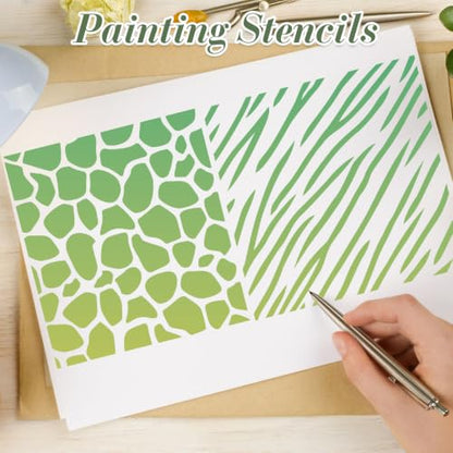 Texture Stencils for Crafts Reusable 9Pcs Stencils(7.8X7.8 Inch) - color: Texture 17
