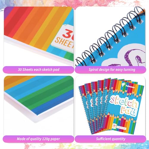 Fulmoon 25 Pcs Drawing Pad for Kids 30 Sheets Drawing Paper Coloring Sketch Book Art Supplies for Adults Crayons Pencils School Office Christmas Art Supplies, 6 x 9 Inch