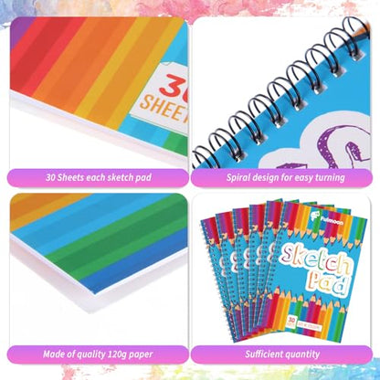 Fulmoon 25 Pcs Drawing Pad for Kids 30 Sheets Drawing Paper Coloring Sketch Book Art Supplies for Adults Crayons Pencils School Office Christmas Art Supplies, 6 x 9 Inch
