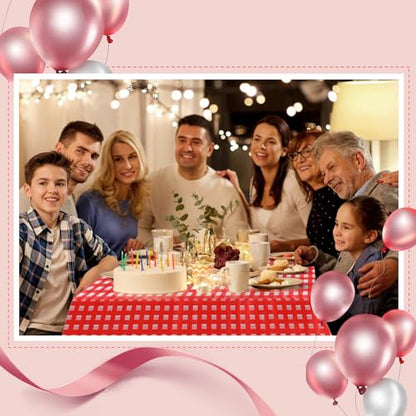 Goodluck 54 Inch X 300 Feet Plastic Table Cloths with Cutter Box, Red Checkered Disposable Table Cover Roll, Plastic Tablecloth for Party, Wedding, Birthday, Anniversary, Thanksgiving, Christmas - color: Red Checkered, size: 15.4" x 5.5" (Rectangular)