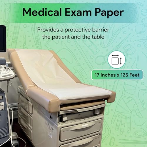Medical Exam Table Paper 17"x125 Feet - 1 Roll of Disposable White Table Paper Rolls for Doctor's Offices, Chiropractors, and More - Latex Free Bed Sheet