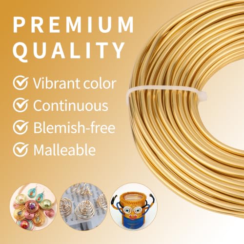 9 Gauge Aluminum Craft Wire, 52.5FT Bendable Armature Wire for Sculpting, Jewelry Making, DIY Crafting, Doll Making, Modelling, Bonsai Training(Tin Gold) - color: Tin Gold