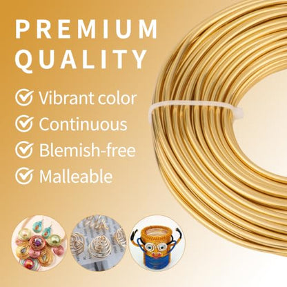 9 Gauge Aluminum Craft Wire, 52.5FT Bendable Armature Wire for Sculpting, Jewelry Making, DIY Crafting, Doll Making, Modelling, Bonsai Training(Tin Gold) - color: Tin Gold