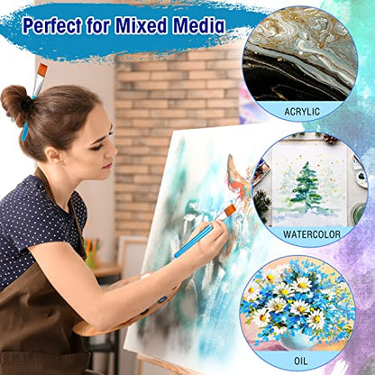 Zonon 10 Pcs 3/4 Inch Flat Paint Brushes Acrylic Painting Craft,Blue - color: Sky Blue