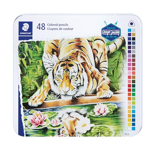 Staedtler Colored Pencils, Triangular Barrel, 48 Pack Assorted, Metal Tin 1278 M48 - size: 1 Count (Pack of 48)