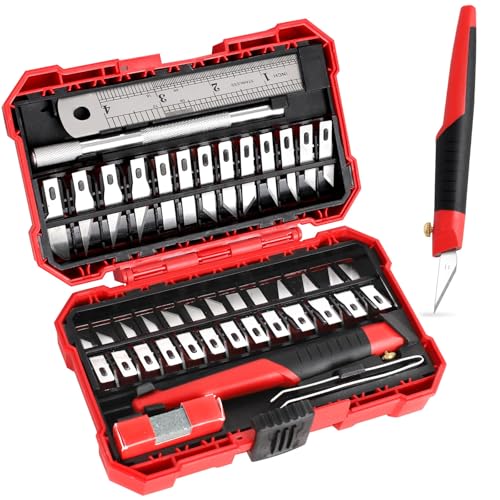 FASTPRO 31-Piece Exacto Knife, Precision Hobby Knife Kit for Art Crafts | Craft Knives with 26pcs Blades, Quick Blade Change, Organized Storage Case, For Art Work, Scrapbooking, Stencil, Modeling