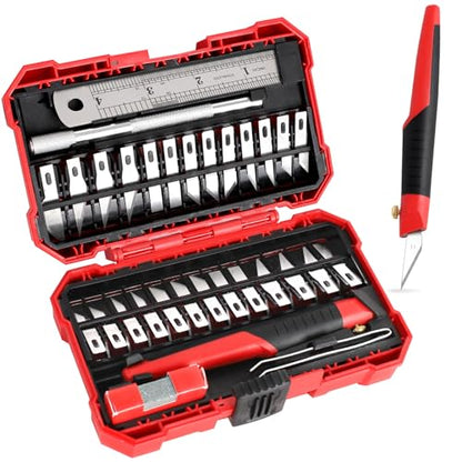 FASTPRO 31-Piece Exacto Knife, Precision Hobby Knife Kit for Art Crafts | Craft Knives with 26pcs Blades, Quick Blade Change, Organized Storage Case, For Art Work, Scrapbooking, Stencil, Modeling