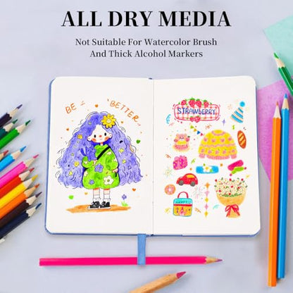 5.7x4.1" Hardcover Mixed Media sketchbook,Pocket Junk Journal Supplies - color: PU Cover-5.7x4.1in-Dark Blue