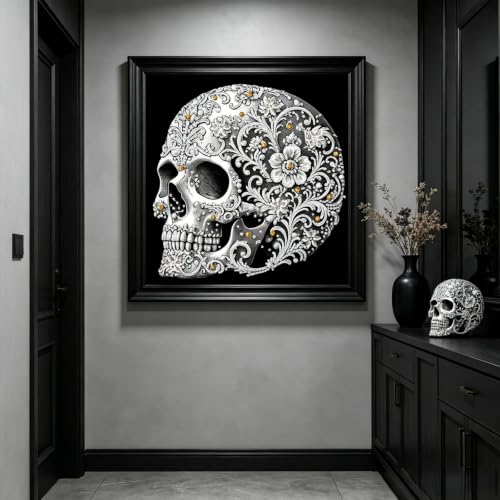 BYGFHLYW Diamond Painting Kits for Adults, Gothic Skull Diamond Art Kit | 5D Full Round Drill Special Shape Diamond Dots Kits Gem Arts DIY Crafts for Halloween Home Wall Decor, 11.8x11.8Inch - color: EXZ200-1