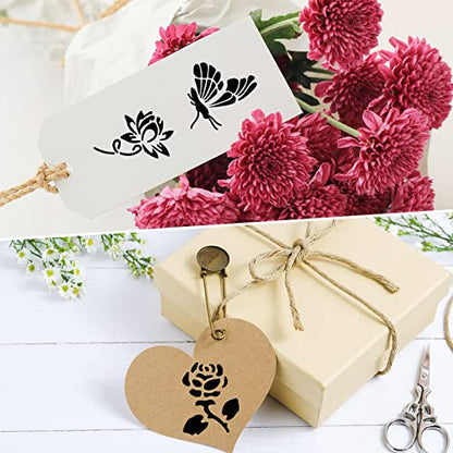 Colarr 12 Set Stencils for Painting on Wood Reusable Flower Stencils Painting Crafts Plants Flowers Templates Stencil for Paper Scrapbooking Home Drawing Decor(9.84 x 9.84 in,Classic)