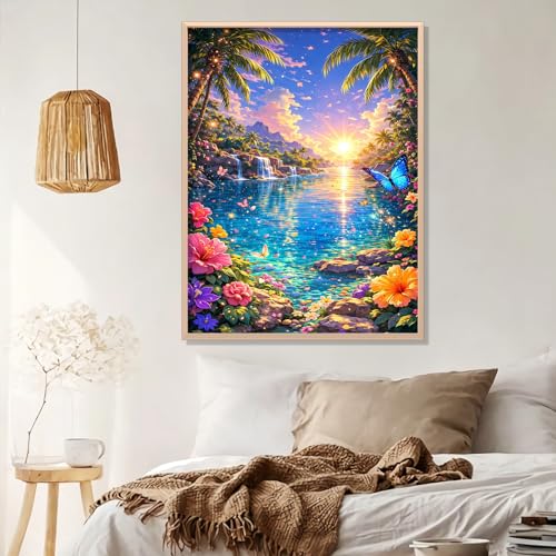 Diamond Art Kits for Adults Beginners Landscape 12x16 IN, DIY Craft Gift | Fantastic Landscape Diamond Painting Kits for Adults, Stress Relief, Home Wall Decor, Lake 5D Full Round Drill Gem Art - color: DP-US13