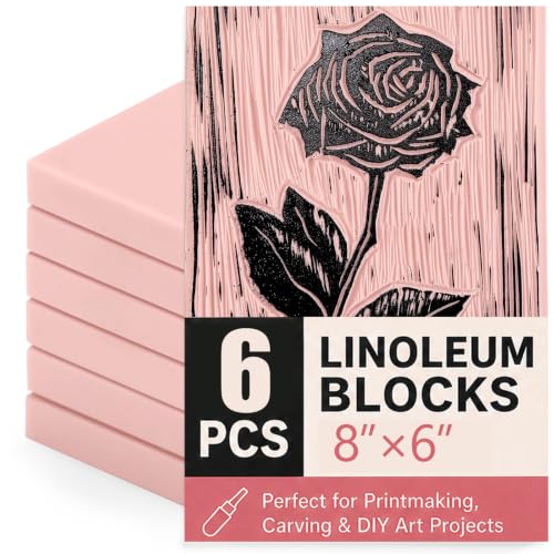 6 PCS 8"x6" Soft Linoleum Blocks for Printmaking & Stamp Making | Rubber Linocut Block for Stamp Carving, Relief Printing, Handcraft DIY, Journal Decoration and Daily Artistic Practice - color: 8”x6”-6pcs