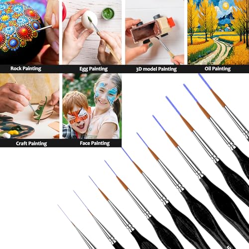 10Pcs Miniature Detail Paint Brushes Triangular Wood Handle Set - color: Black, size: 10