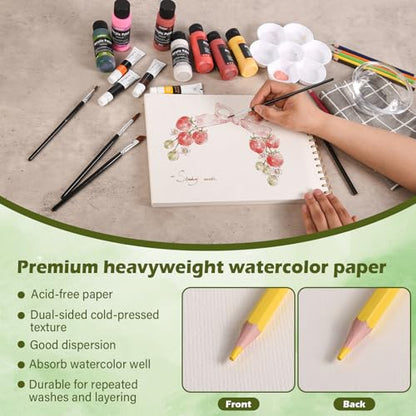 Qlmhudaim 5x7.5in Spiral Watercolor Paper Pad, 30 Sheets - size: 5”×7.5“