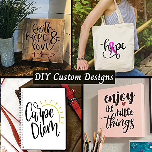 16 Piece Inspirational Word Stencil Set - Stencils for Painting on Wood, Canvas - Quotes Include Dream, Faith Hope Love - Stencils for Crafts Reusable for Signs and Fabric - size: 8 Inch Inspirational