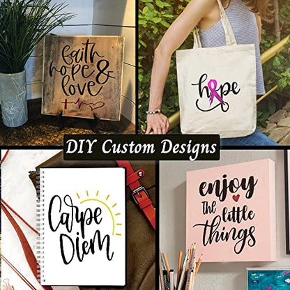 16 Piece Inspirational Word Stencil Set - Stencils for Painting on Wood, Canvas - Quotes Include Dream, Faith Hope Love - Stencils for Crafts Reusable for Signs and Fabric - size: 8 Inch Inspirational