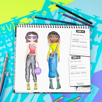 Fashion Angels Streetwear Design Portfolio | Includes 30 Sketch Sheets, Stencil Sheets, Stickers & Inspiration Guide, Ideal Drawing Kit for Girls Ages 6+ - color: Streetwear Design