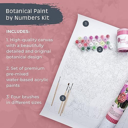 Pink Picasso Paint by Number Kit, for Adults & Teens,16x20, Dahlia Delight | Botanical Floral Collection, Acrylic Paints and Brushes included, Pre-printed high quality canvas, DIY art kit, Gift-ready - color: Dahlia Delight