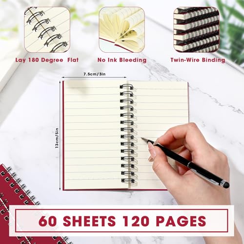 Jutom 18 Pcs Small Spiral Notebook Memo Pad 3x5, Red - color: Red
