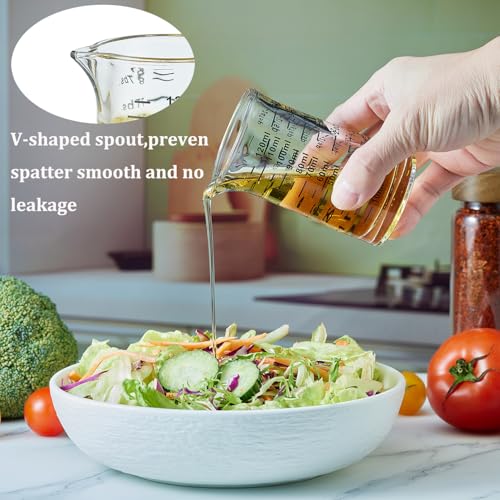 Ackers 4 Oz Glass Measuring Cup,Borosilicate Shot Glass with V-Shaped Spout(Pack of 2) - color: Black(Pack of 2)