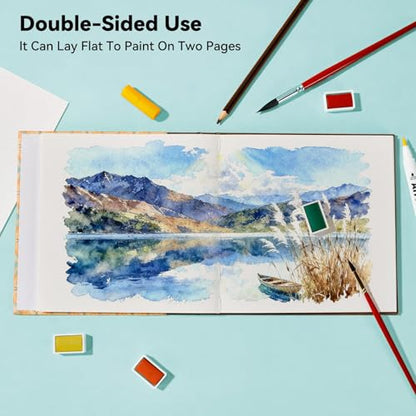 Arrtx Square Watercolor Sketchbook, 7.09" Cold Press | 140LB/300GSM, 100% Cotton, Hardcover, 24 Sheets. Ideal Travel Notebook for Artists, Adults, and Students - size: 7.09x7.09''