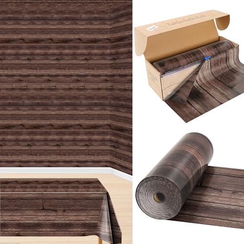 300FT x 54IN Wood Grain Plastic Tablecloth Roll with Slide Cutter Box | Heavy Duty Disposable Rustic Picnic Table Cover & Wall Backdrop, Cut-to-size for Western Party, Bulletin Board Backdrop - color: Wood Grain, size: 3600" x 54" (Rectangular)