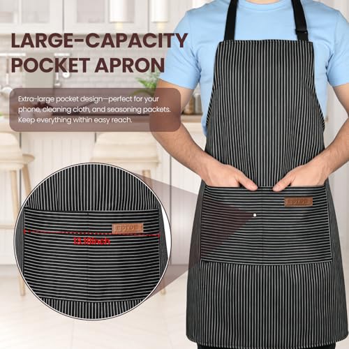 Serrenf 2 Pack Apron, Cooking Kitchen Aprons, Adjustable Bib Apron with 2 Pockets for Men Women Chef Apron - color: Black/ Black