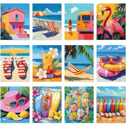 Sherr 12 Pcs Pre Drawn Canvas for Adults,Hawaiian Holiday,8 x 10 Inch - size: 8 x 10 Inch, style: Hawaiian Holiday