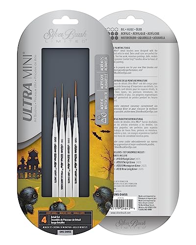 Silver Brush Limited Ultra Mini Detail Paintbrush Set, 4pc - color: Detail Set, size: 4 Pc
