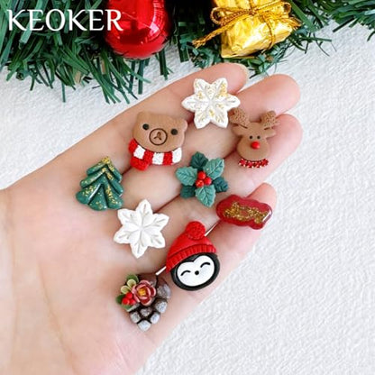Keoker Christmas Clay Cutters, Christmas Clay Cutters for Polymer Clay Jewelry, 24 Shapes Polymer Clay Cutters Christmas, Polymer Clay Christmas Cutters, Santa Polymer Clay Cutter - color: White all