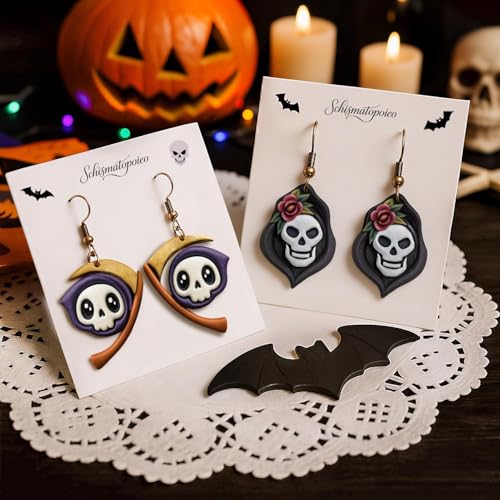 9pcs Halloween Horror Polymer Clay Cutters - Skeleton/Masked Ghost/Skeleton Crow/Demon Scythe, Ideal for April Fools' Day Earrings & Jewelry Making Supplies - color: Halloween Devil-2026