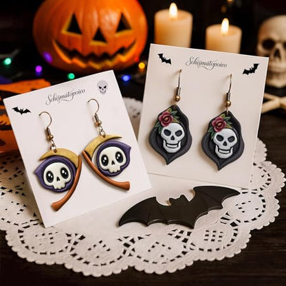 9pcs Halloween Horror Polymer Clay Cutters - Skeleton/Masked Ghost/Skeleton Crow/Demon Scythe, Ideal for April Fools' Day Earrings & Jewelry Making Supplies - color: Halloween Devil-2026