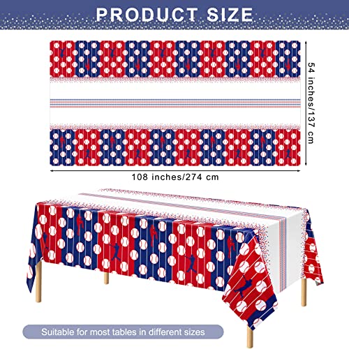 durony 2 Pieces Baseball Tablecloth Plastic Baseball Table Cover Baseballs Theme Party Supplies Waterproof Rectangle Tablecloth for Baseballs Theme Birthday Sport Party Decorations - style: Baseball