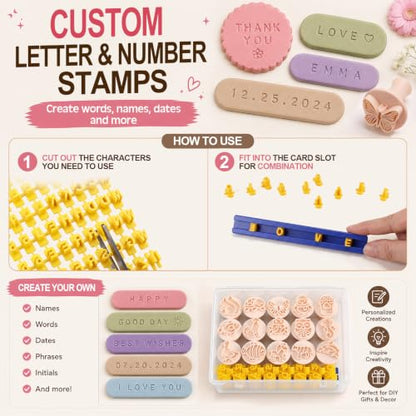 30 Pcs Animal Pattern Clay Modeling Stamp Set with 72-Character Letter Stamps and Storage Box, Animal Pattern Stamps for Polymer/Ceramic Clay, Pottery Craft, Cookie and Jewelry Making - style: Animal